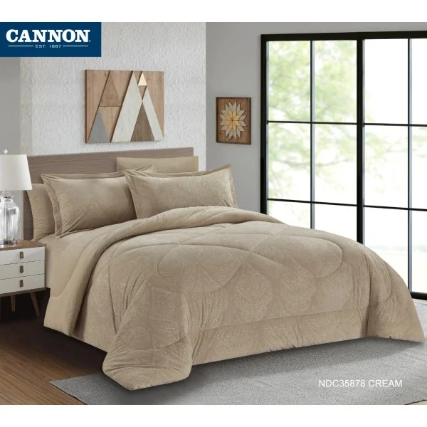 CANNON (T) Embossed Flannel Comforter 4Pcs - CH03932-CRM